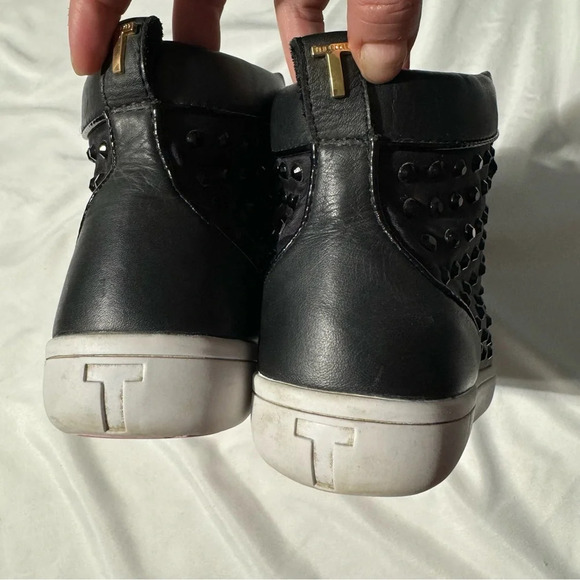 Ted Baker  Beatrin Hi-Top Sneakers Black Rhinestone Lace-up Size 6 - Picture 4 of 13